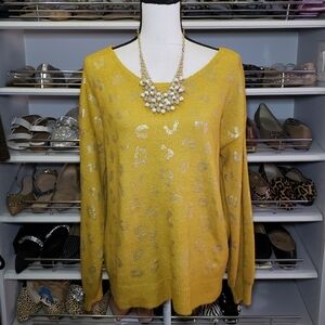 CLEARANCE Gold Foil Leopard Print Sweater